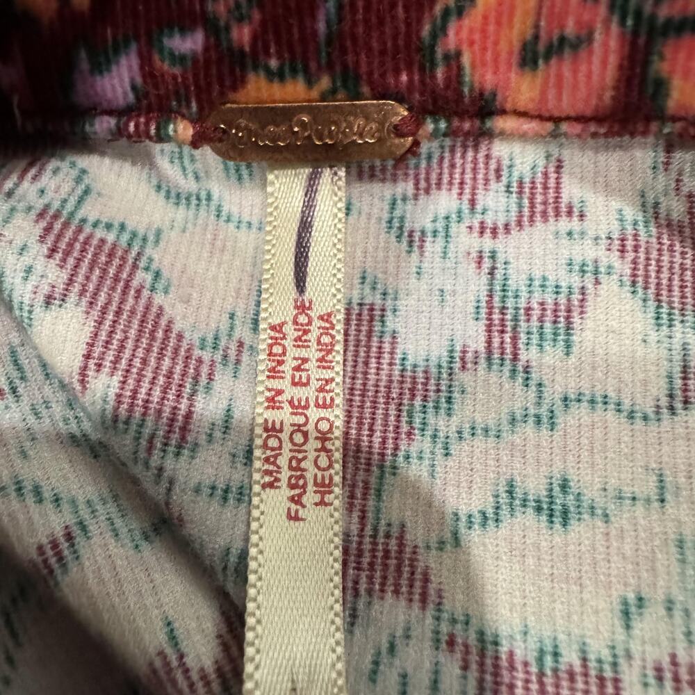 Free People Harper Floral Corduroy Mini Dress Sleeve Button Cotton Women's 2 - Picture 7 of 12